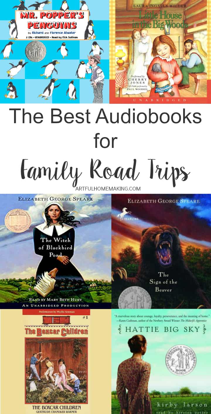 This is a great list of audiobooks for family road trips!
