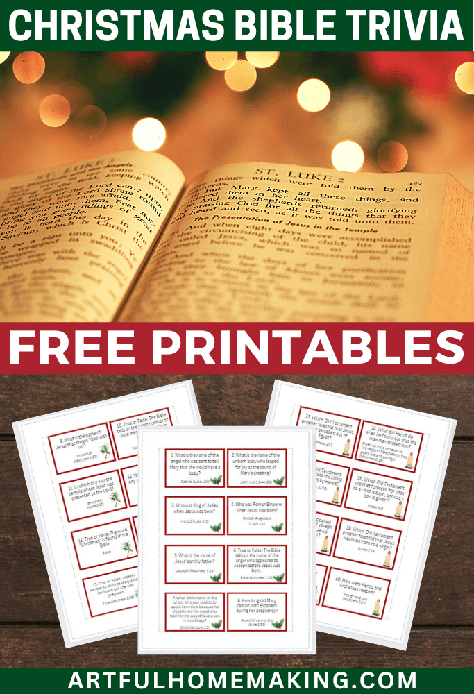 Christmas Bible trivia printables