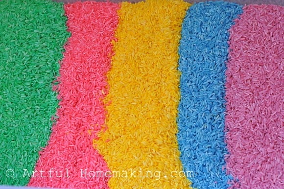 dyed rice kids activity