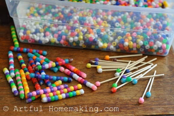 pattern matching activity with pony beads