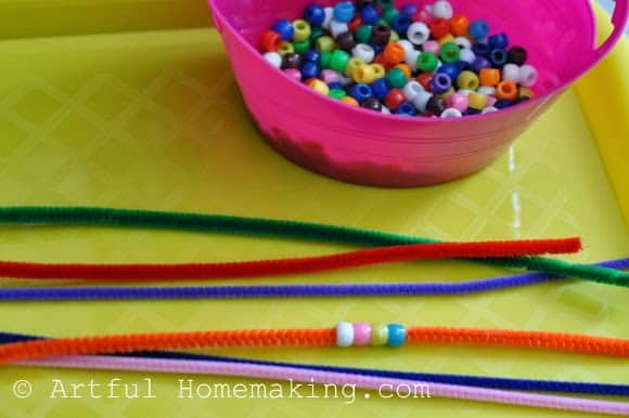 pony beads pipe cleaners preschool activity