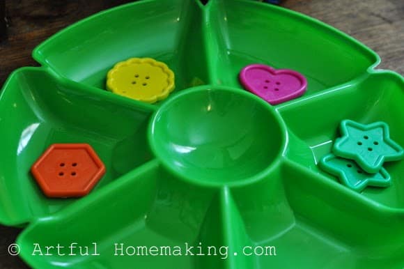 divided tray for little kids sorting activity