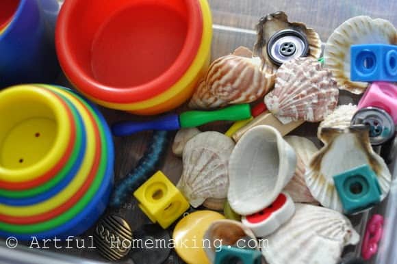 toddler sorting and stacking toy bin