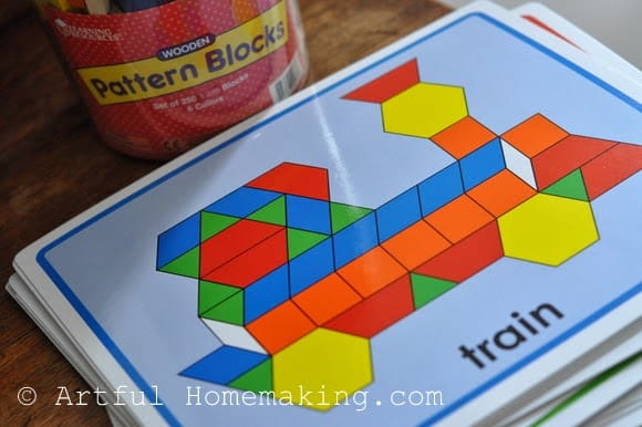 wooden pattern block cards