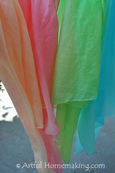 finished playsilks dyed in Kool-Aid