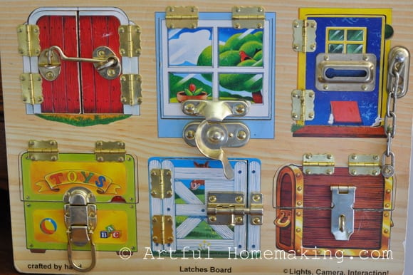 toddler latches board educational activity