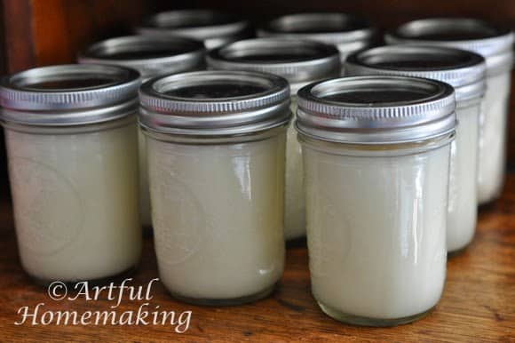 finished jars of soy candles with lids
