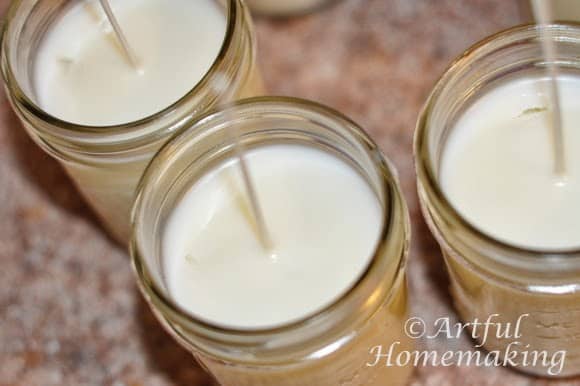 soy candles with sinkholes on top