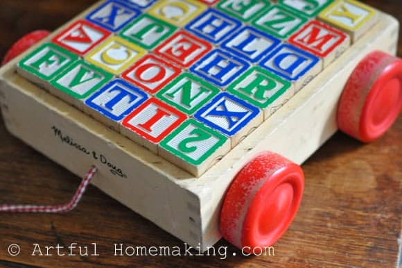 wooden block cart for little children