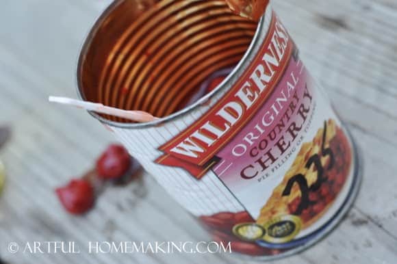opened can of cherry pie filling