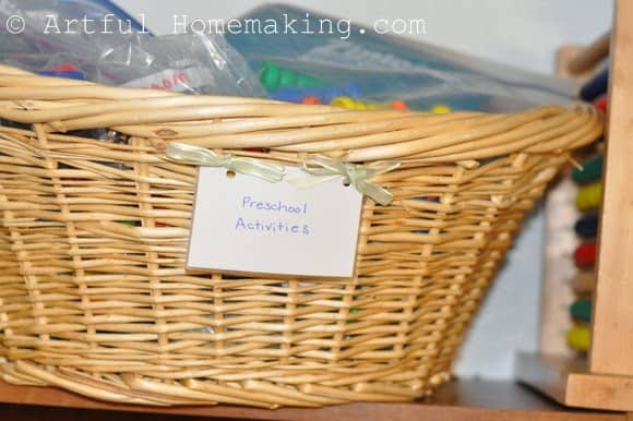 wicker basket for preschool activities