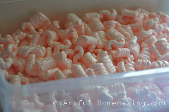 packing peanuts toddler play