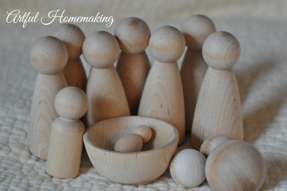 handmade wooden nativity set