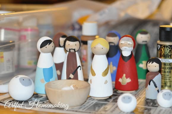 handmade wooden nativity set