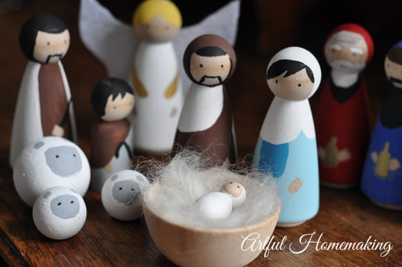 handmade wooden nativity set