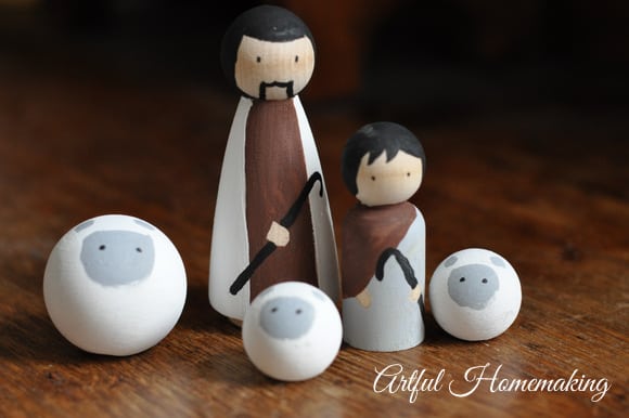 handmade wooden nativity set