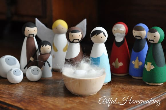 handmade wooden nativity set