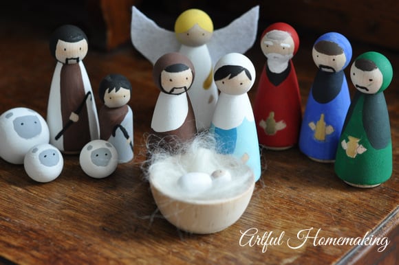 handmade wooden nativity set