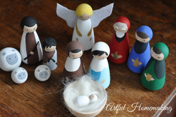 handmade wooden nativity set