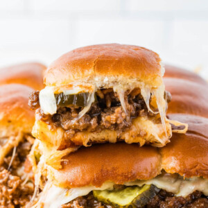 Sloppy joe sliders after baking.