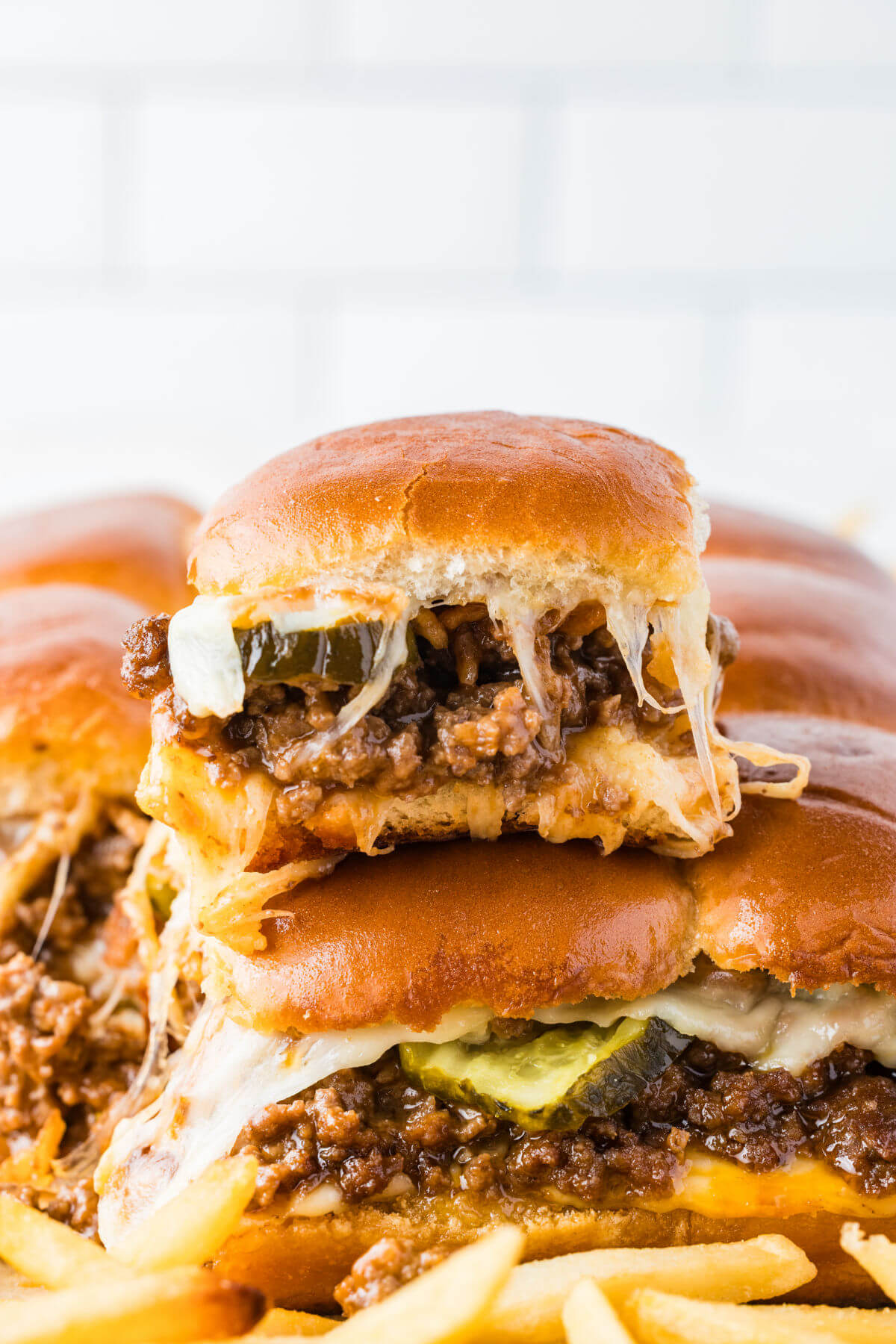 Sloppy joe sliders after baking.