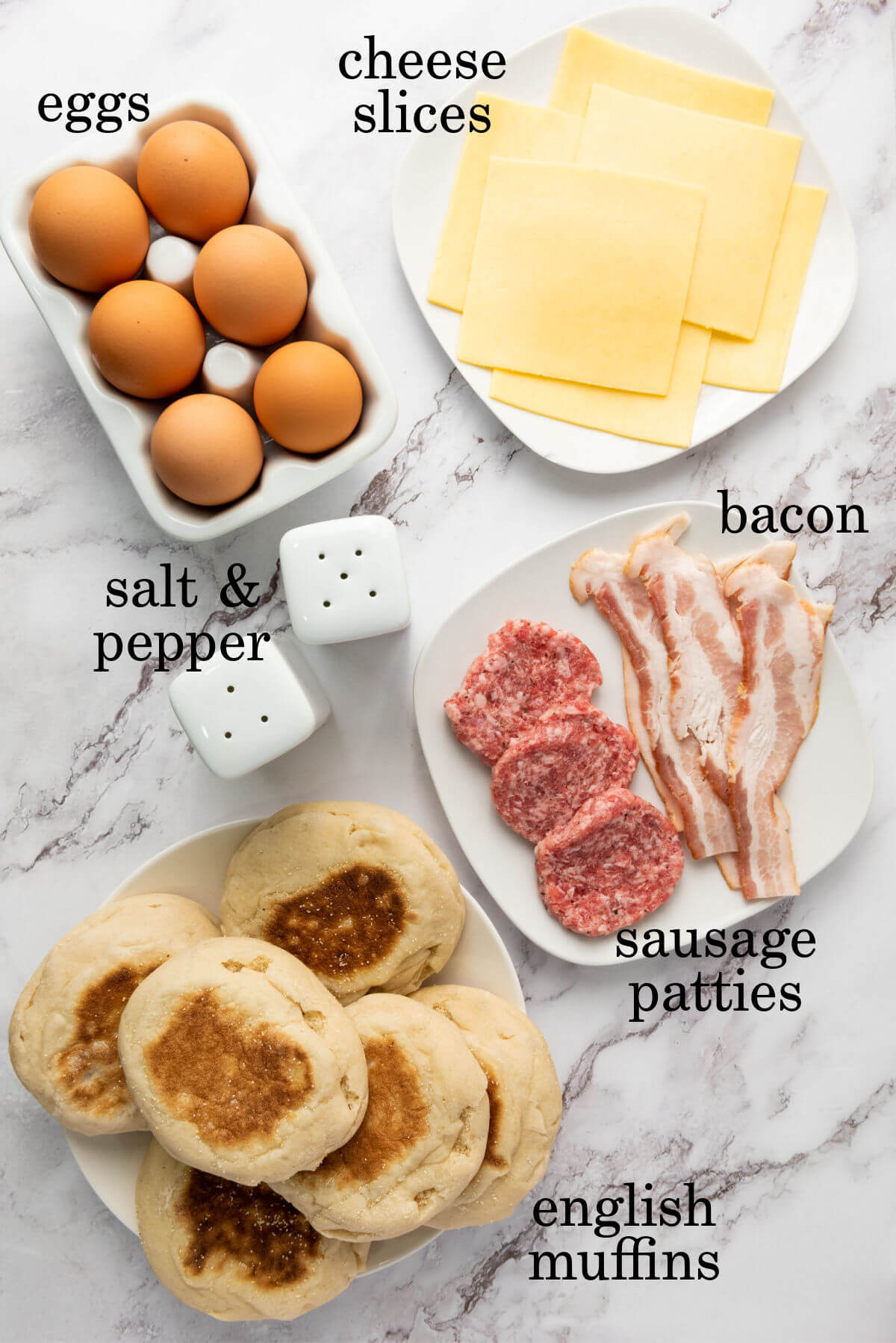 Ingredients for homemade freezer breakfast sandwiches.