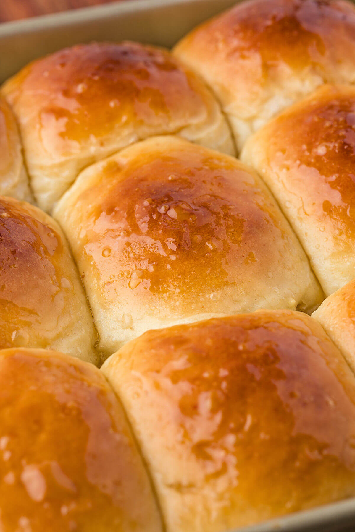 Sourdough discard Hawaiian rolls after baking.