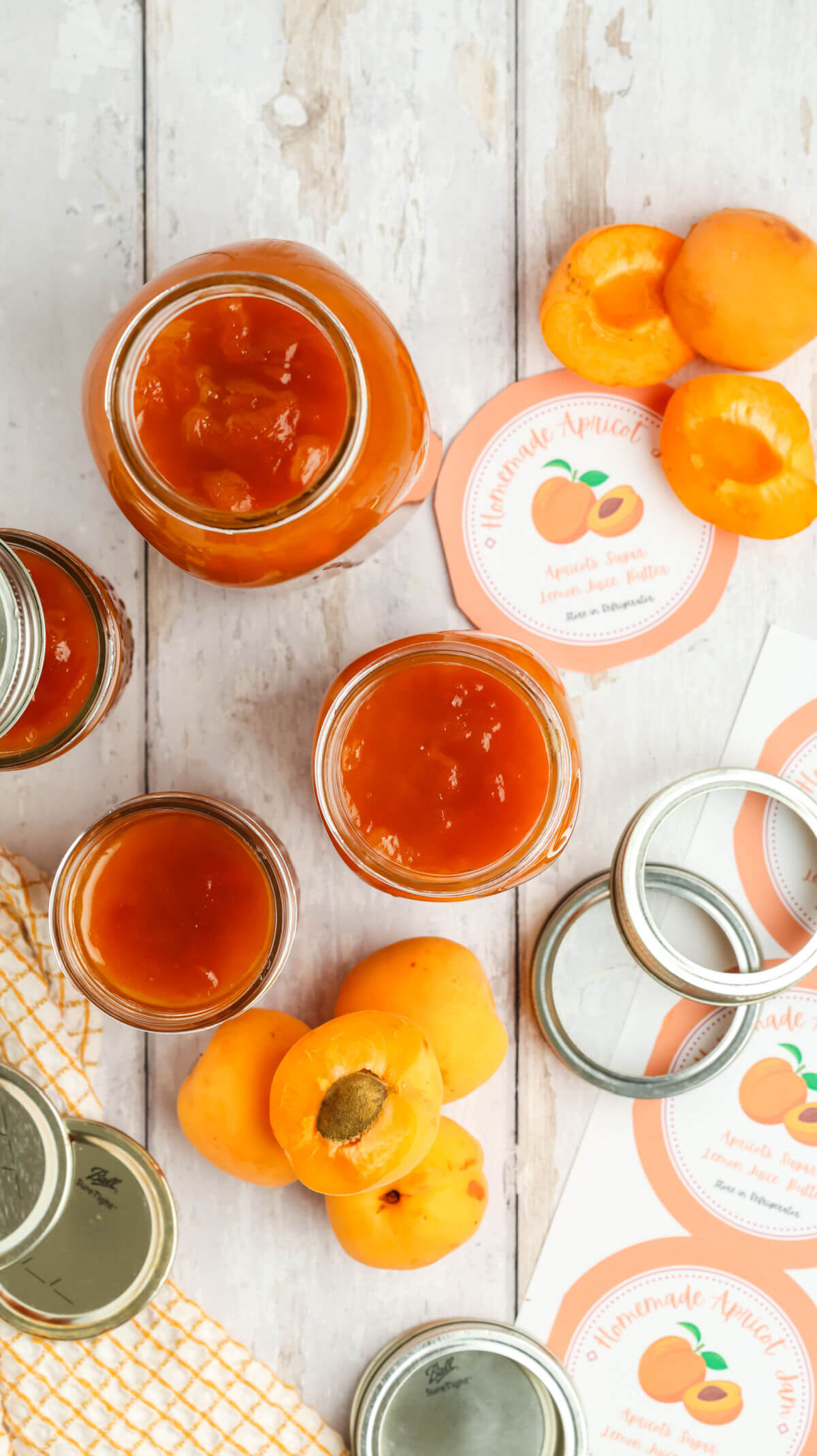 Apricot jam with printable labels.