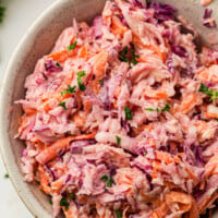 Creamy coleslaw in a bowl.