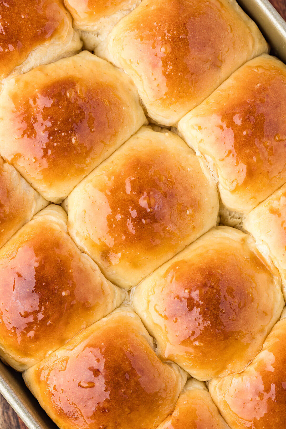 Sourdough discard Hawaiian rolls after baking.