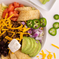 Easy taco salad recipe in a bowl for serving.
