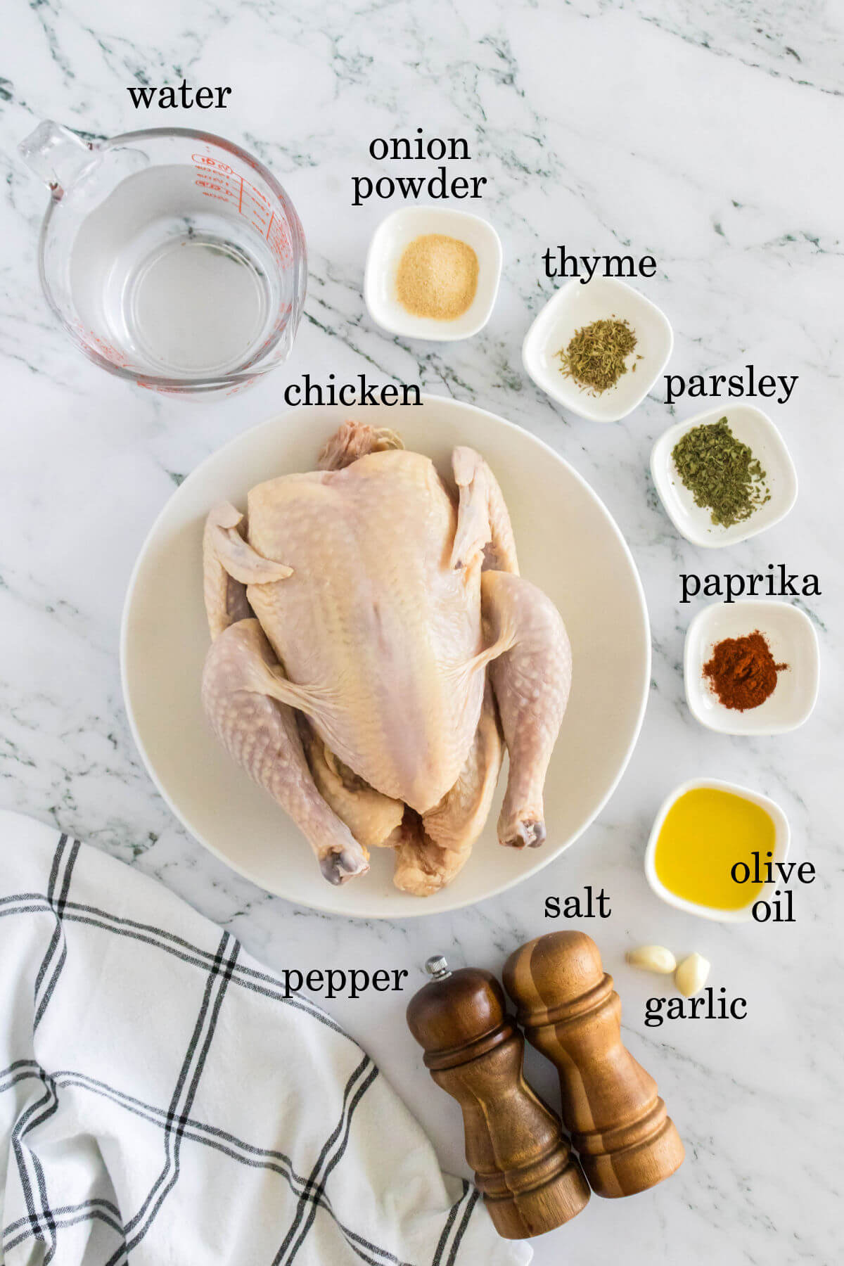 Ingredients for Instant Pot whole chicken.