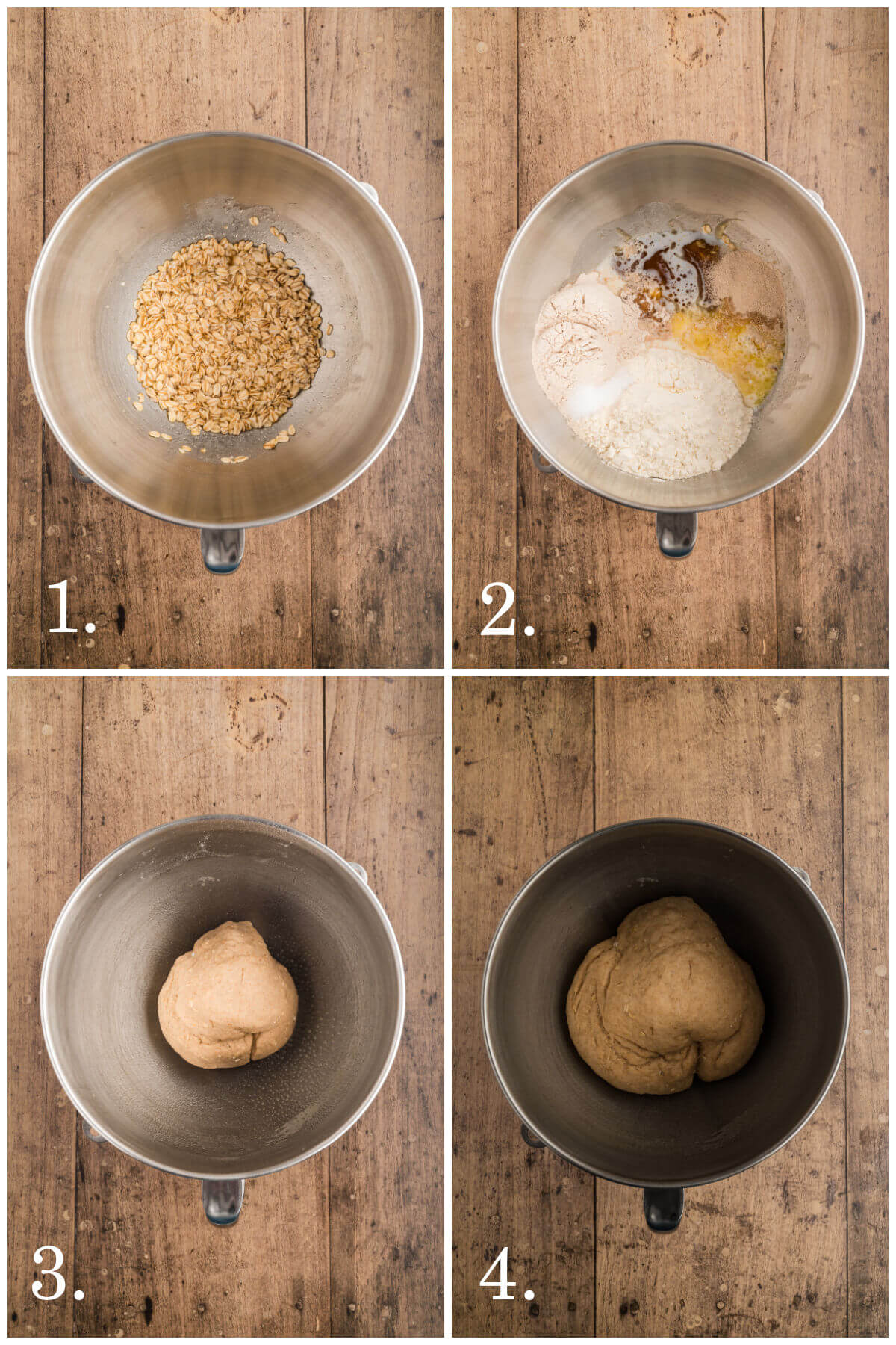 First steps in making oatmeal dinner rolls.