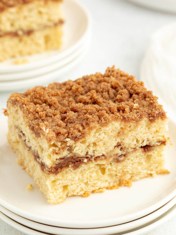 Sourdough coffee cake on a plate.