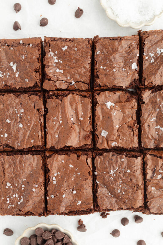 Sourdough brownies cut into squares.