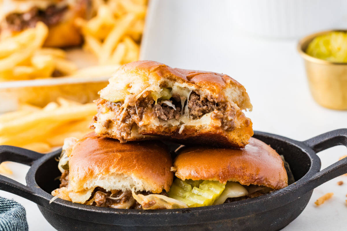 Sloppy joe sliders after baking.