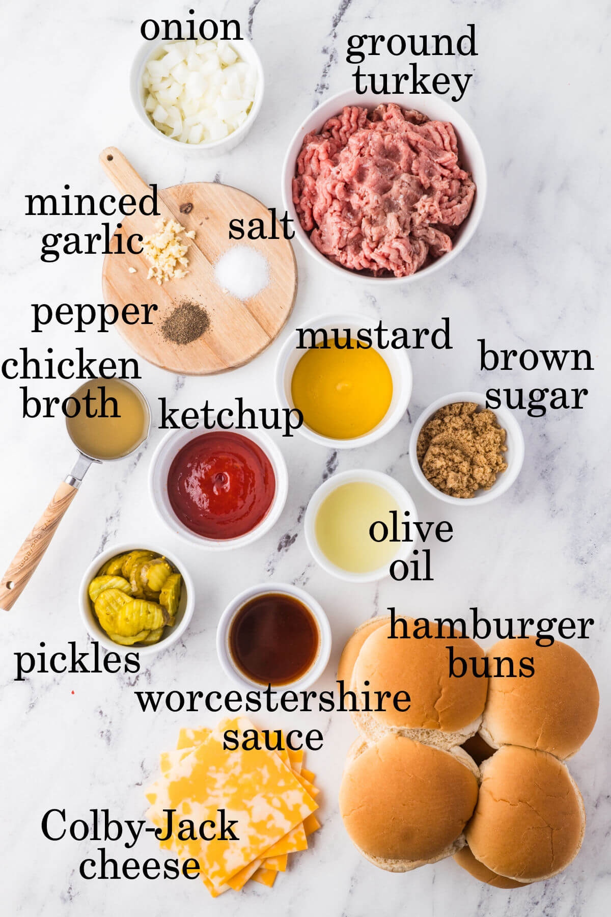 Ingredients for turkey sloppy joes.