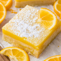 Sourdough lemon bars cut into squares.