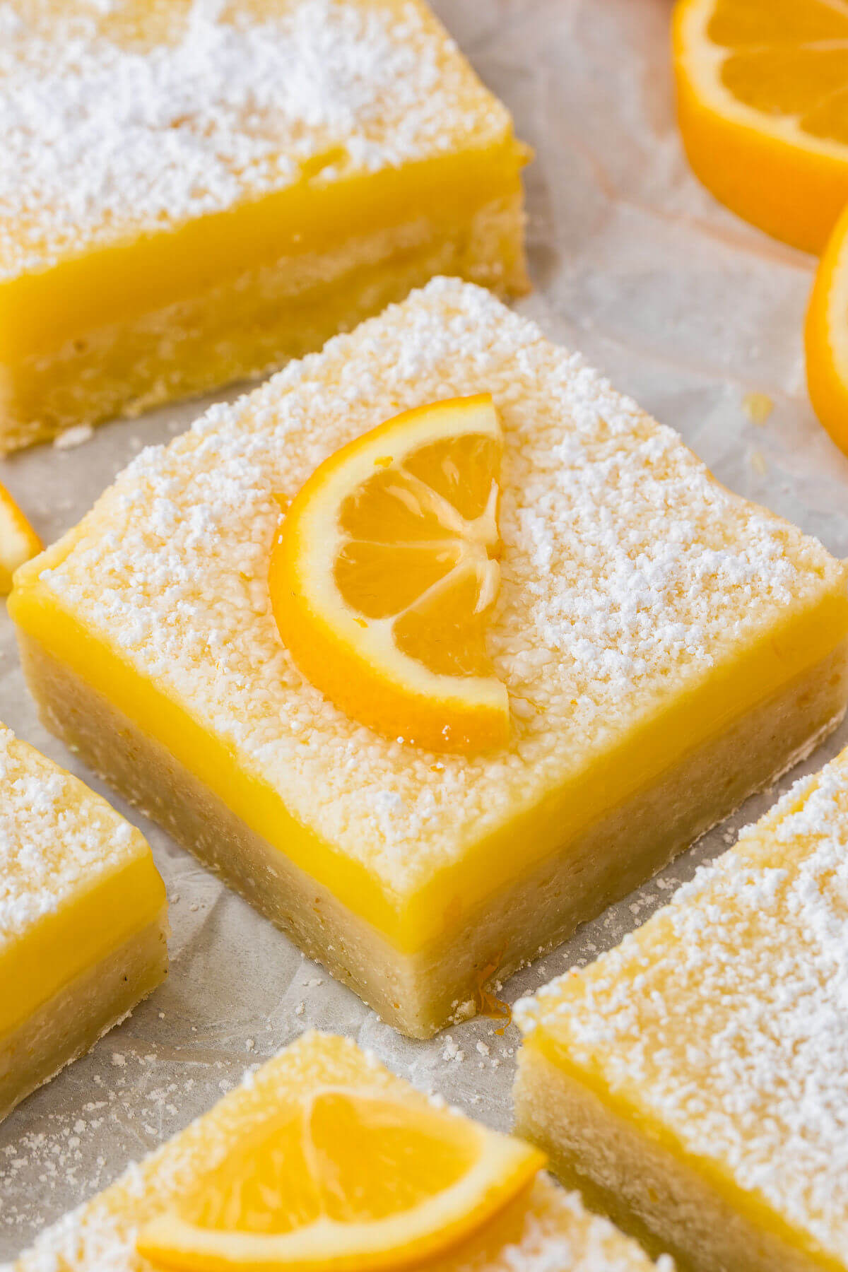 Sourdough lemon bars  cut into squares.