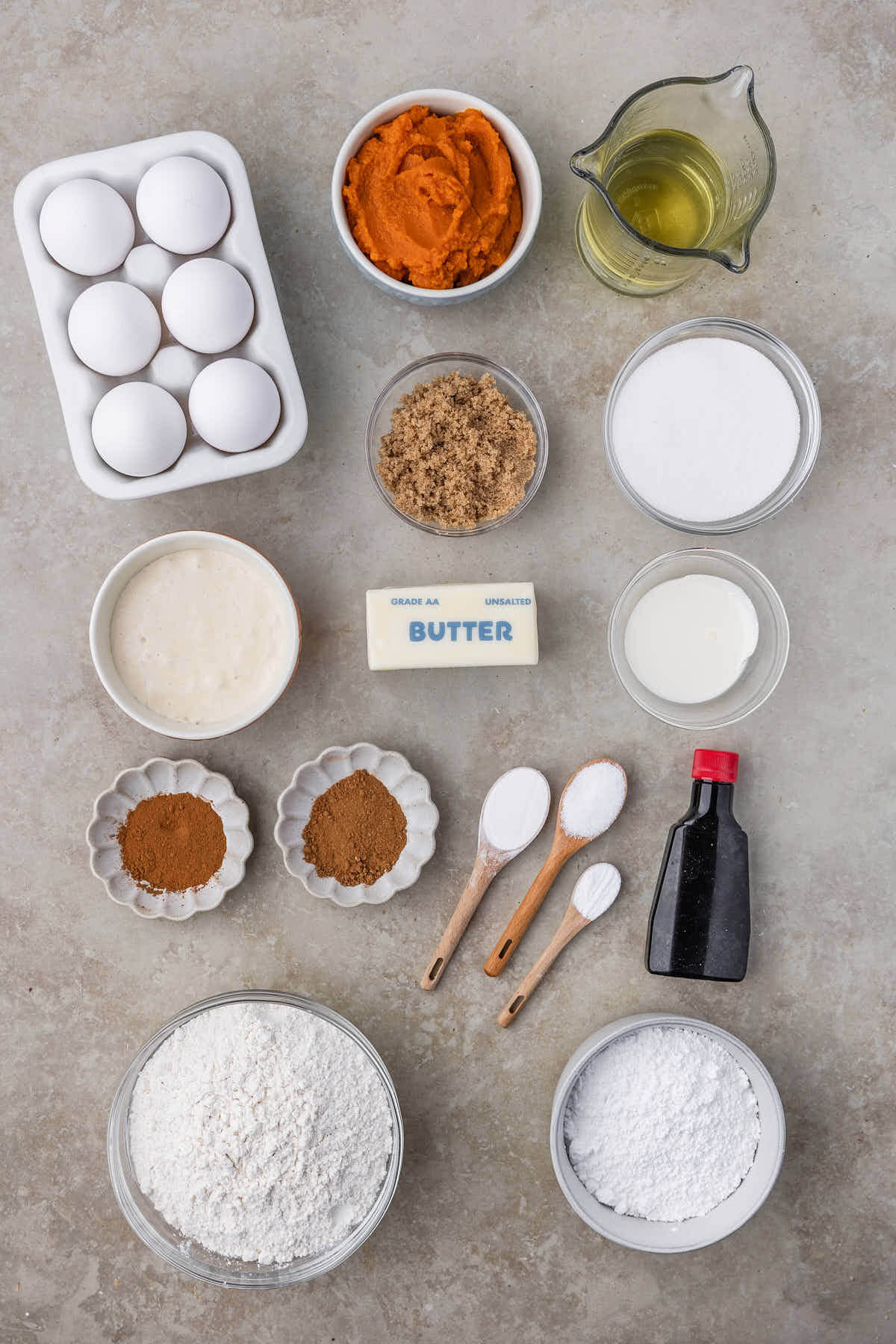 Ingredients for sourdough pumpkin coffee cake.