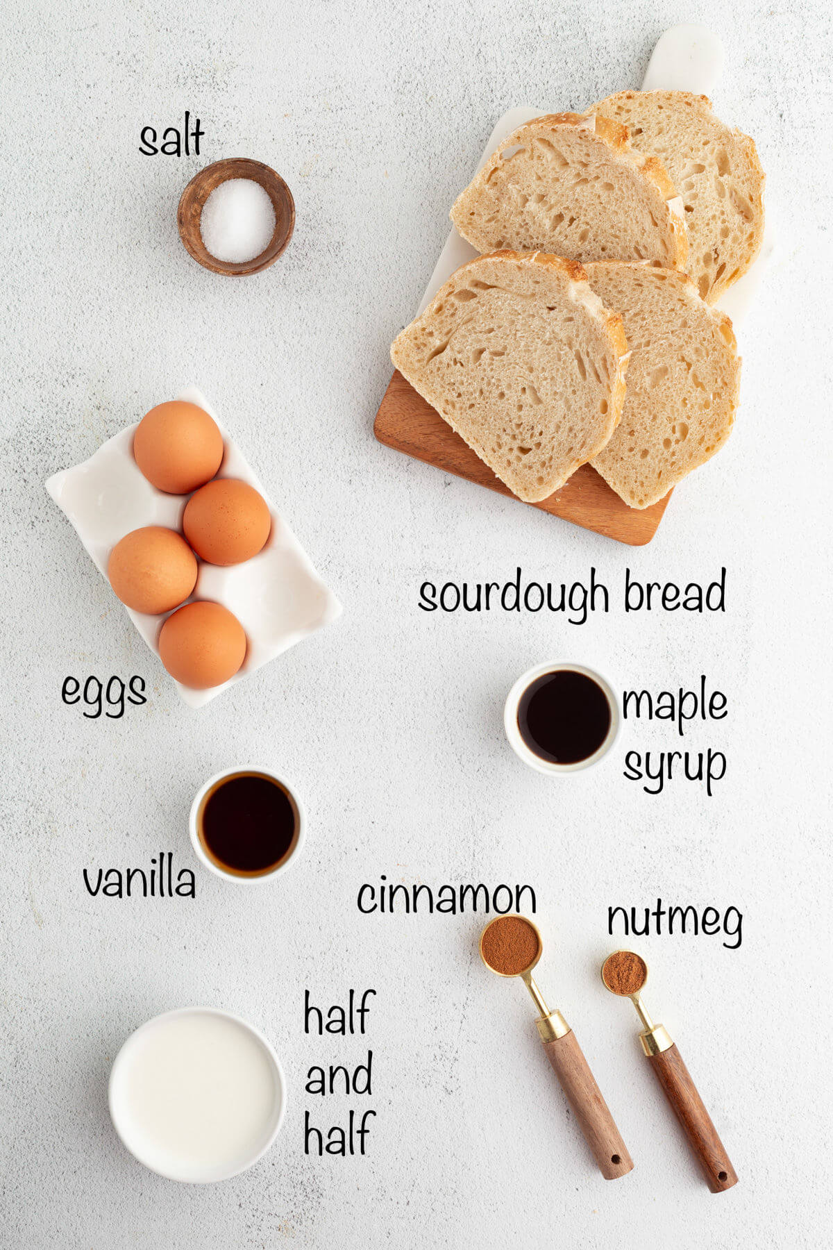 Sourdough french toast ingredients.