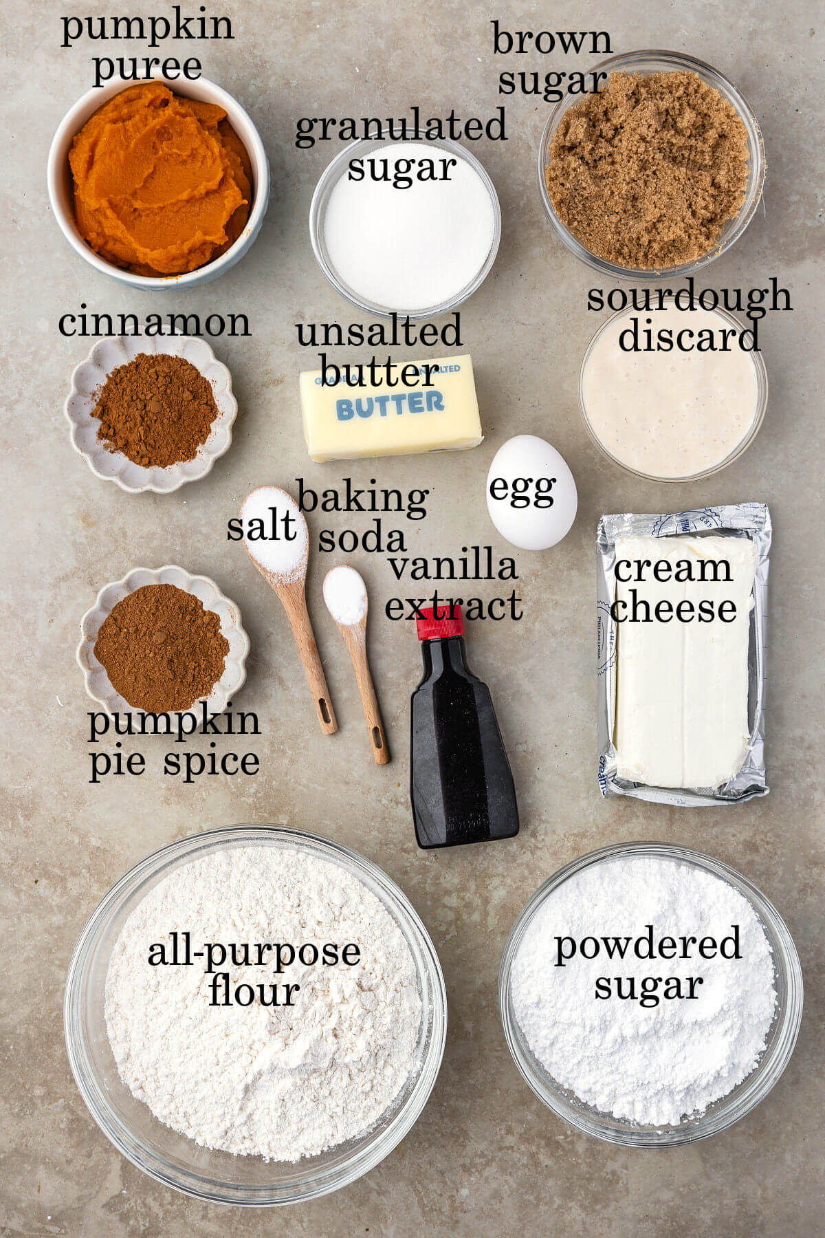 Ingredients for sourdough pumpkin cookies.