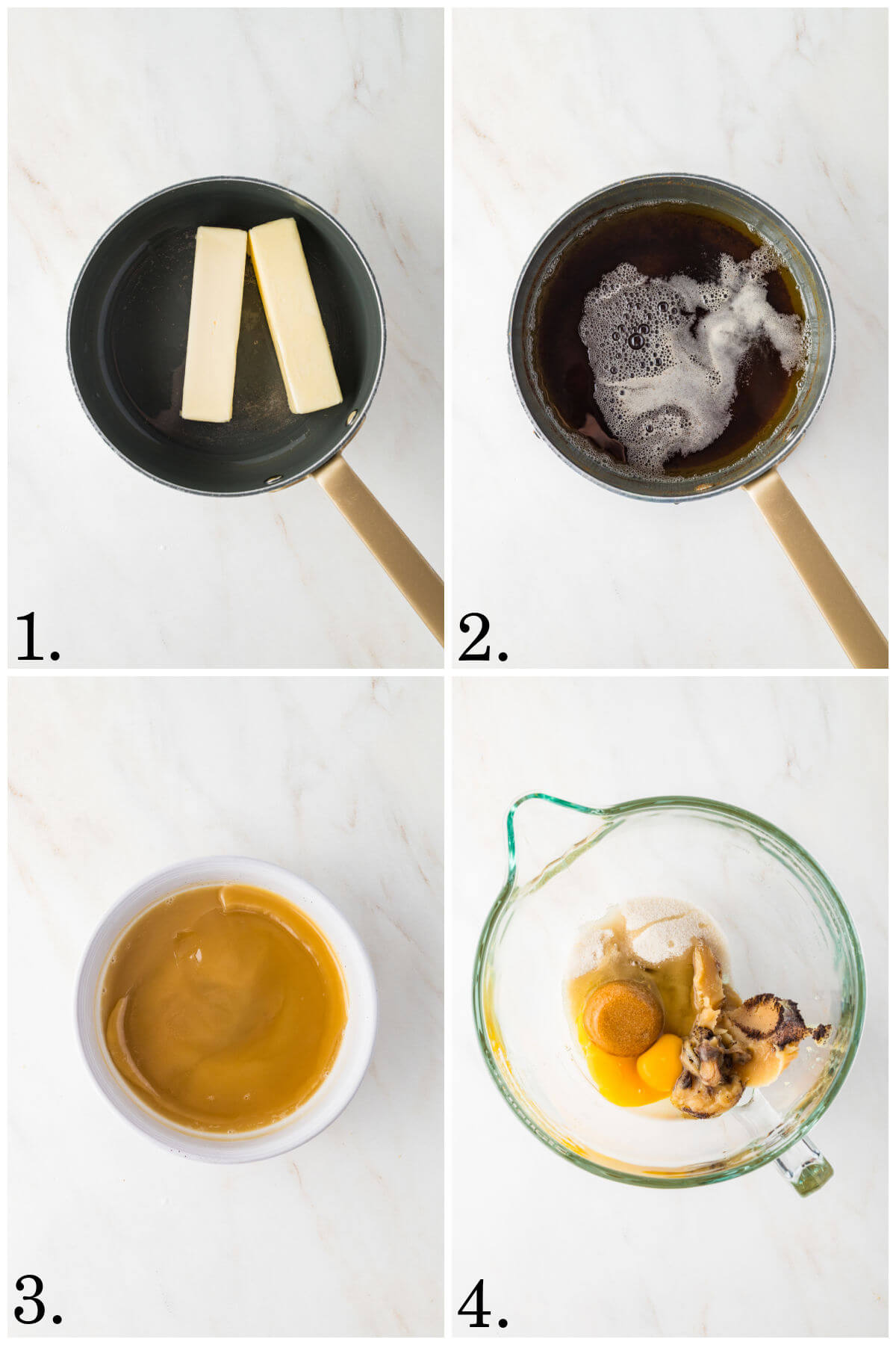 Collage of four photos showing steps 1-4 for how to make pumpkin pie spice cookies.