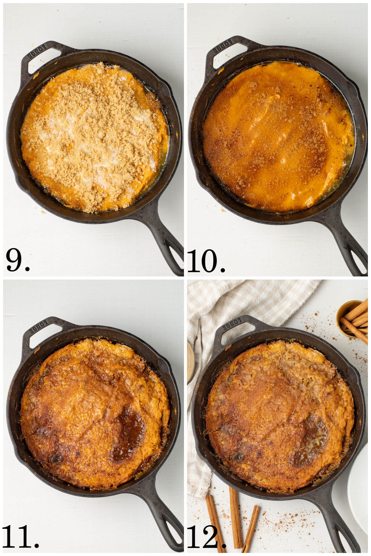 Steps for Making Skillet Pumpkin Cobbler.