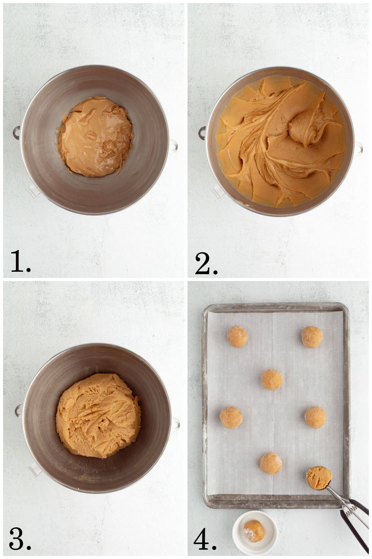 Steps for Sourdough Peanut Butter Cookies.