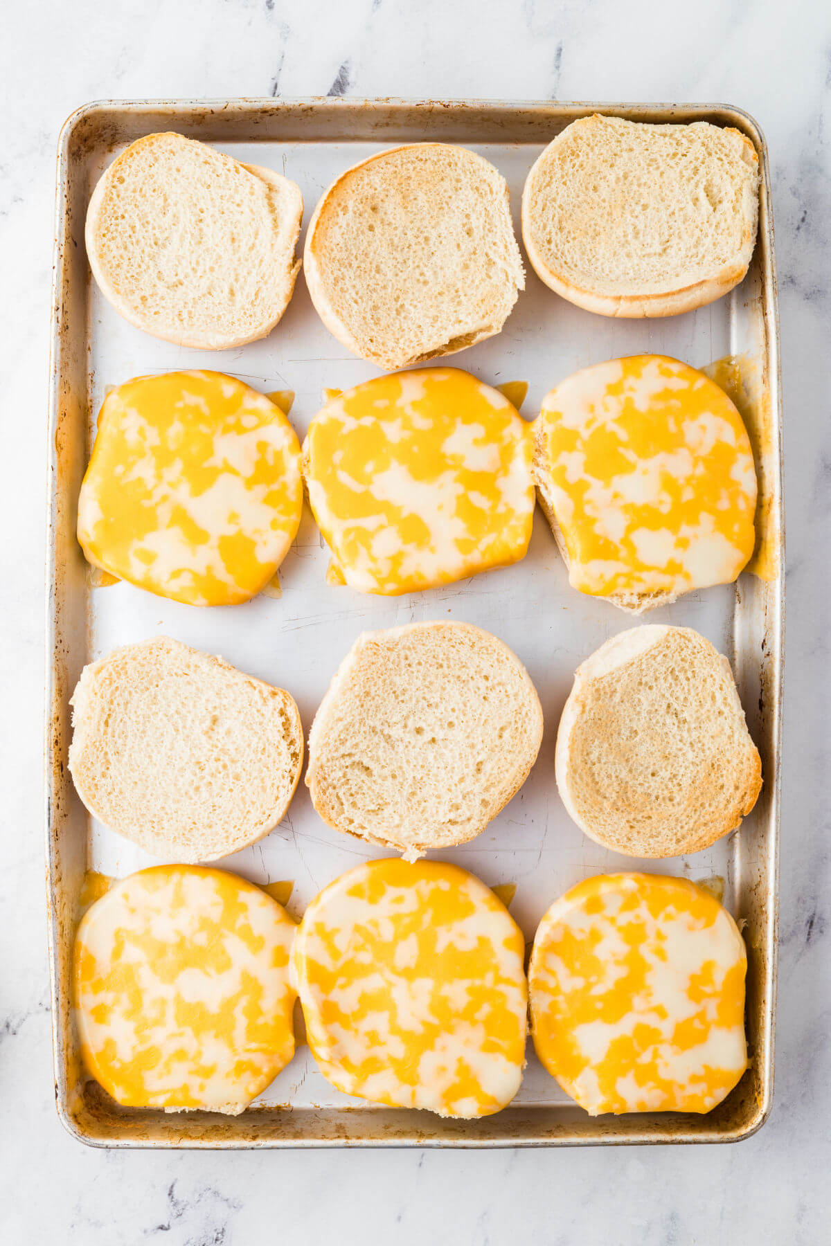 Hamburger buns and cheese for turkey sloppy joes.