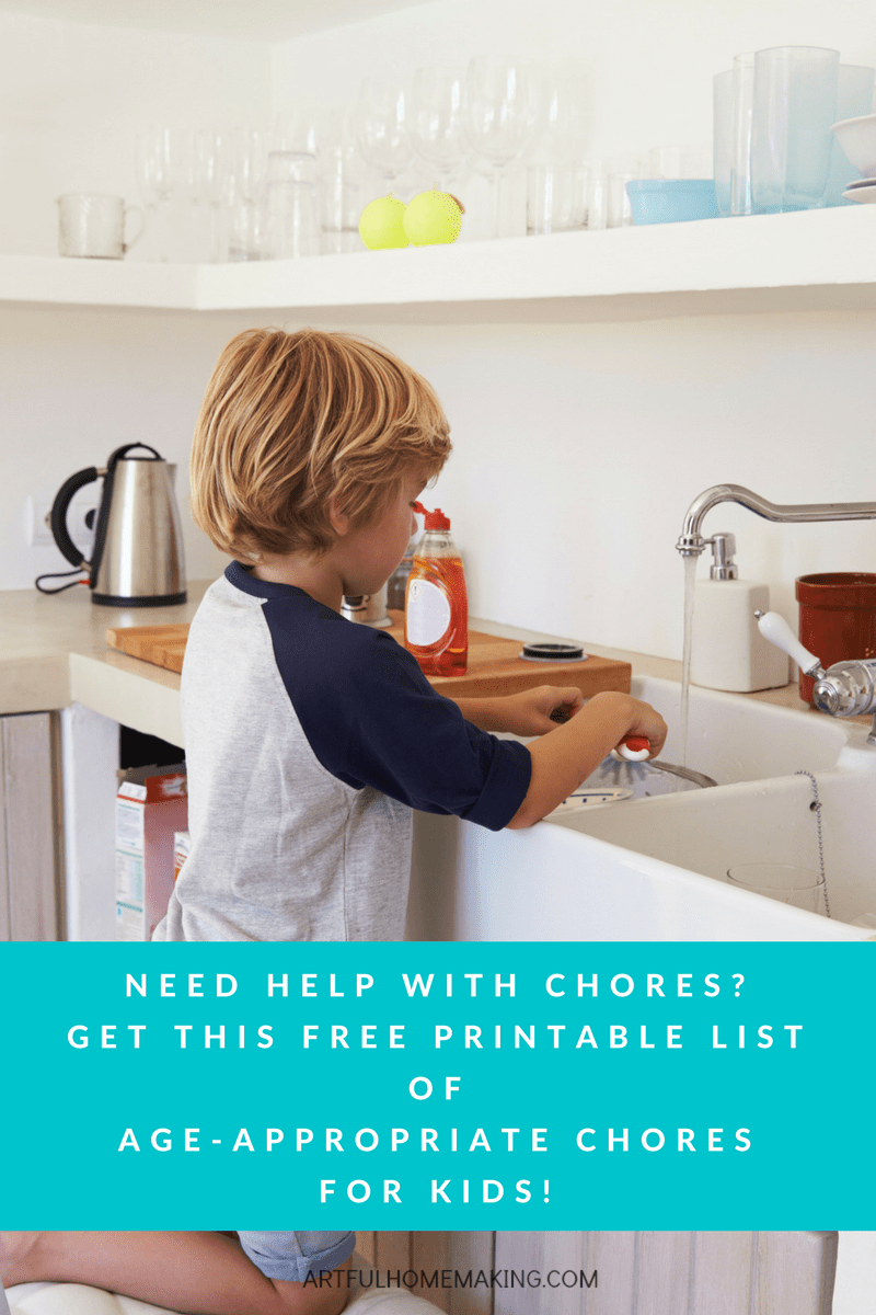 This is an awesome list of age-appropriate chores for kids with a free printable!
