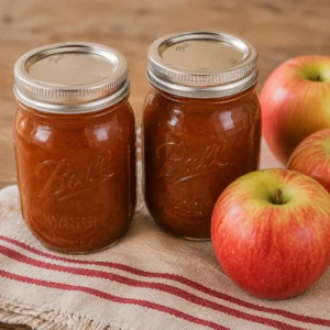 two jars of homemade apple butter