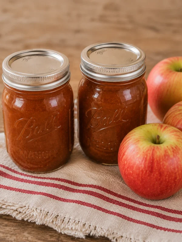two jars of homemade apple butter