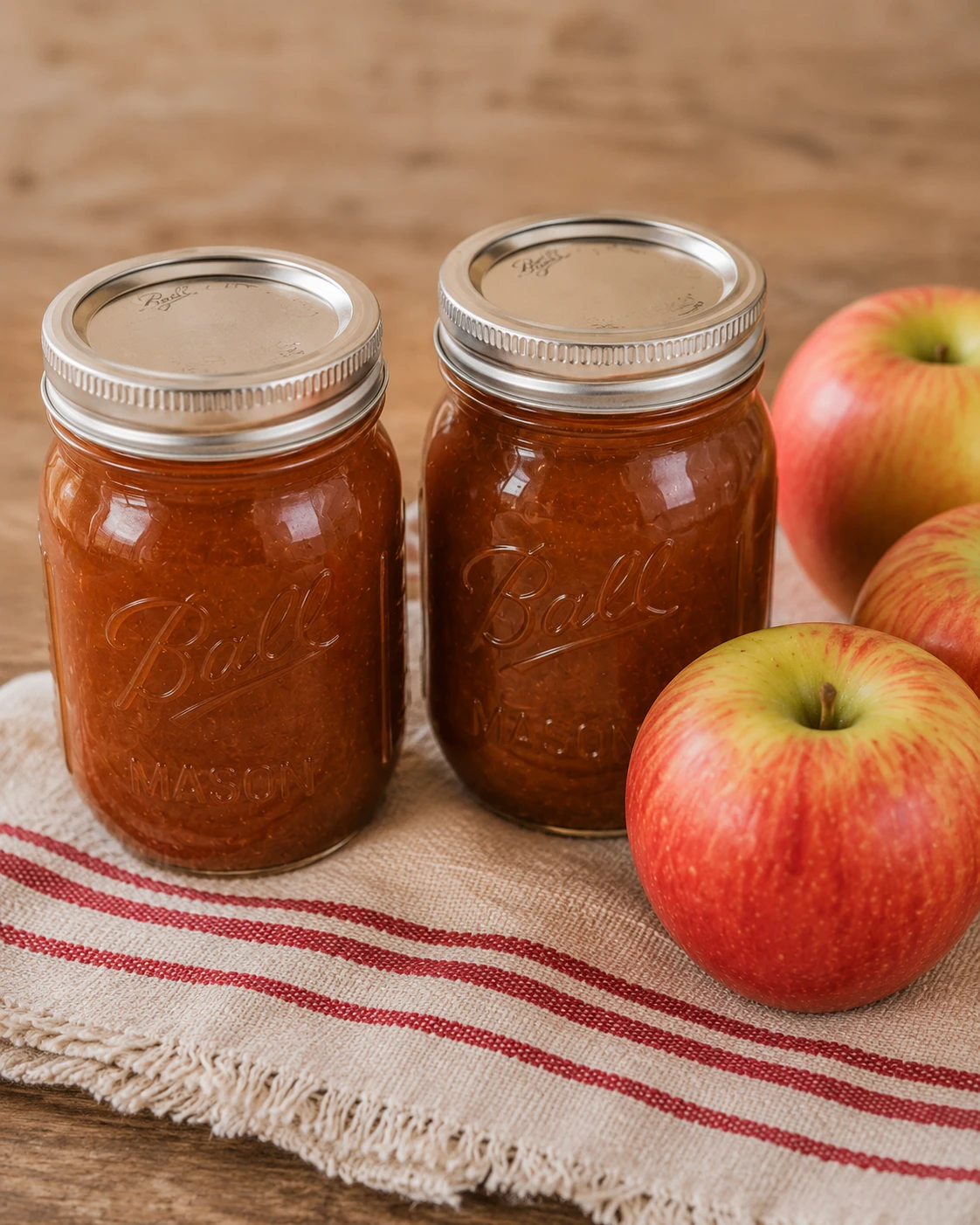two jars of homemade apple butter